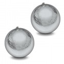 Palline grandi dimensioni 2PZ per decorare alberi natalizi argento 15cm addobbi