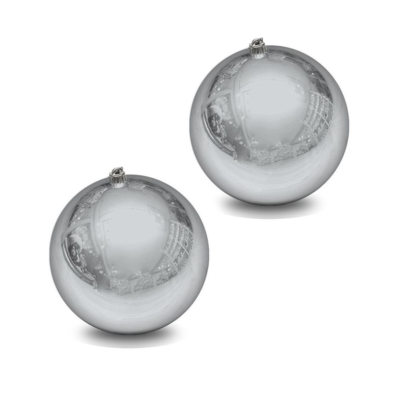 Palline grandi dimensioni 2PZ per decorare alberi natalizi argento 15cm addobbi