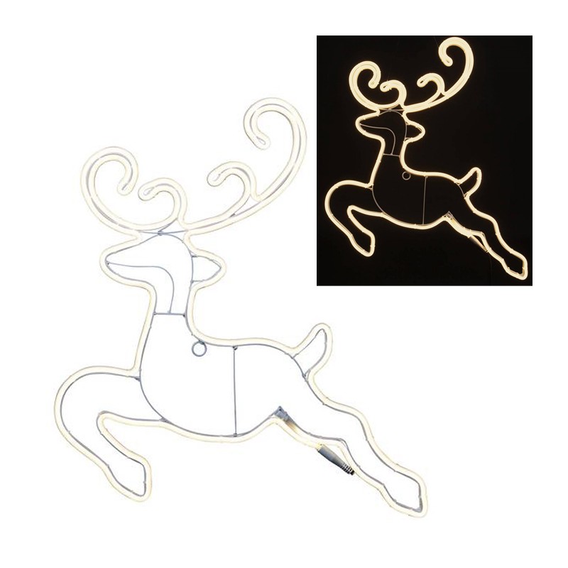Renna Natalizia 60x70cm Luminosa per Esterno Cervo Natale Led luce Bianco