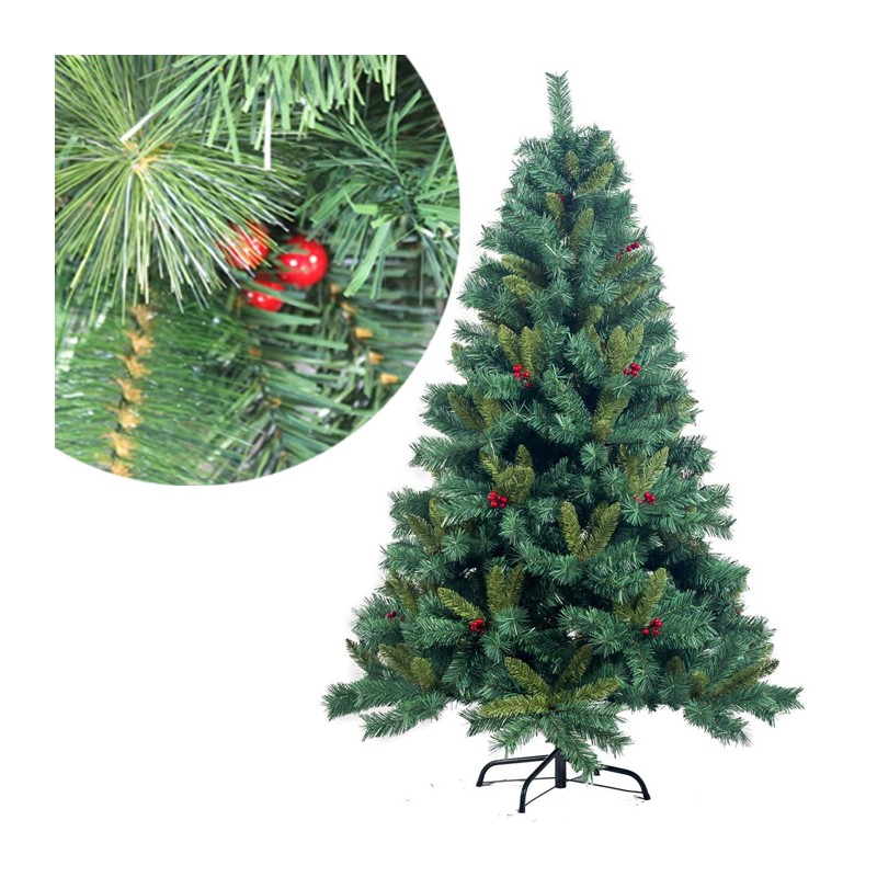 Albero di Natale Artificiale Realistico super folto con bacche 150 180 210 cm
