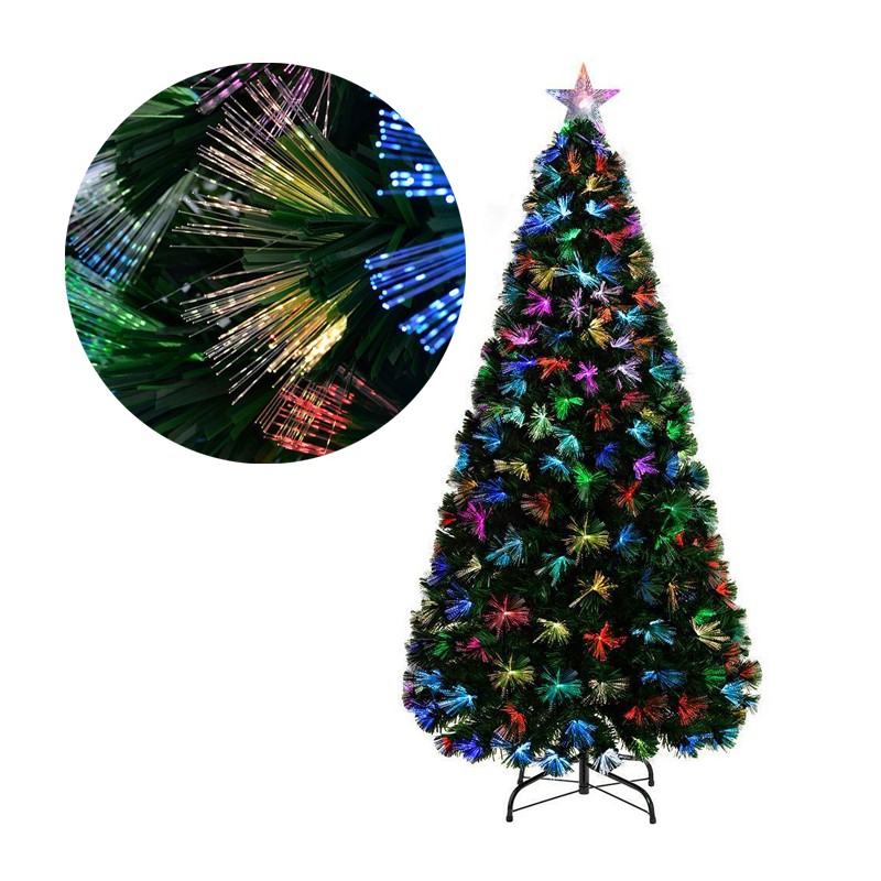 Albero di Natale Artificiale in fibra ottica punta LED multicolore varie altezze