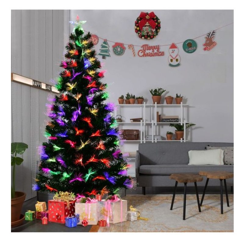 Albero di Natale Artificiale in fibra ottica punta LED multicolore ...