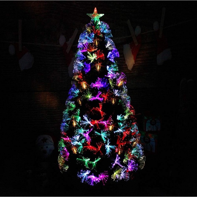 Albero di Natale Artificiale in fibra ottica punta LED multicolore ...