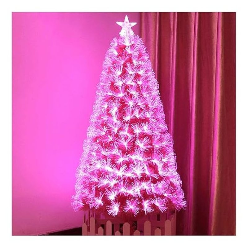 Albero Di Natale Rosa con fibra ottica led artificiale 60/90/120/15...