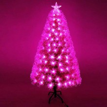 Albero Di Natale Rosa con fibra ottica led artificiale 60/90/120/150 cm con base