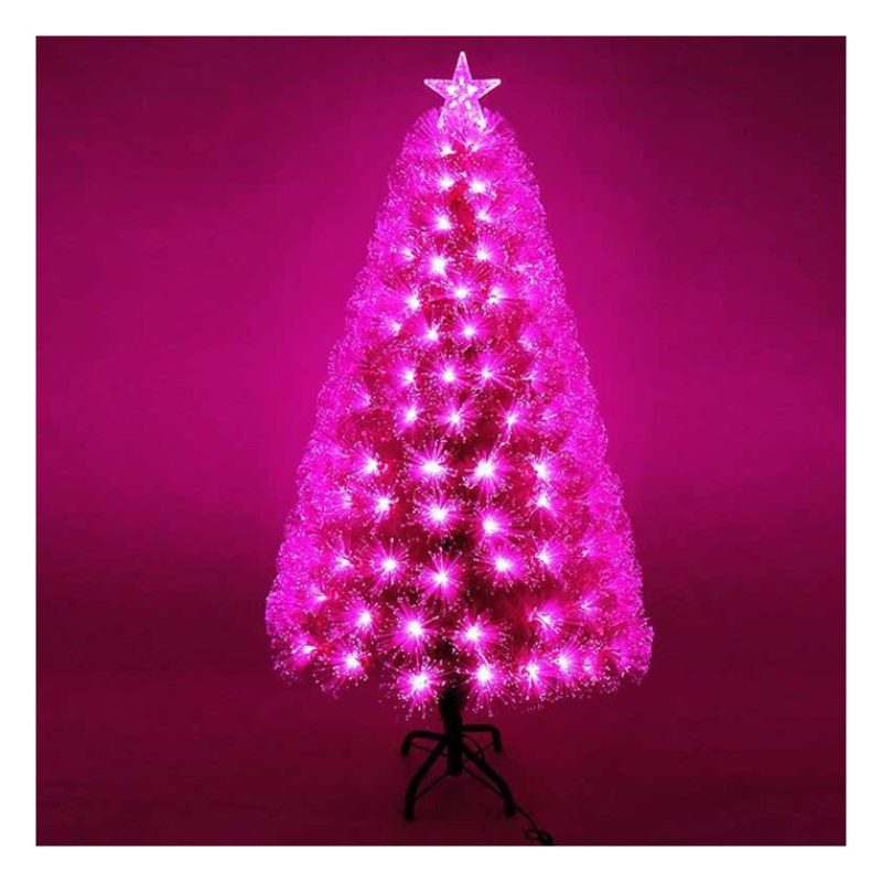 Albero Di Natale Rosa con fibra ottica led artificiale 60/90/120/15...