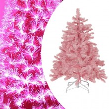 Albero Di Natale Rosa con fibra ottica led artificiale 60/90/120/150 cm con base