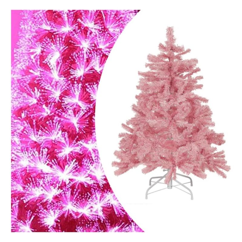 Albero Di Natale Rosa con fibra ottica led artificiale 60/90/120/15...