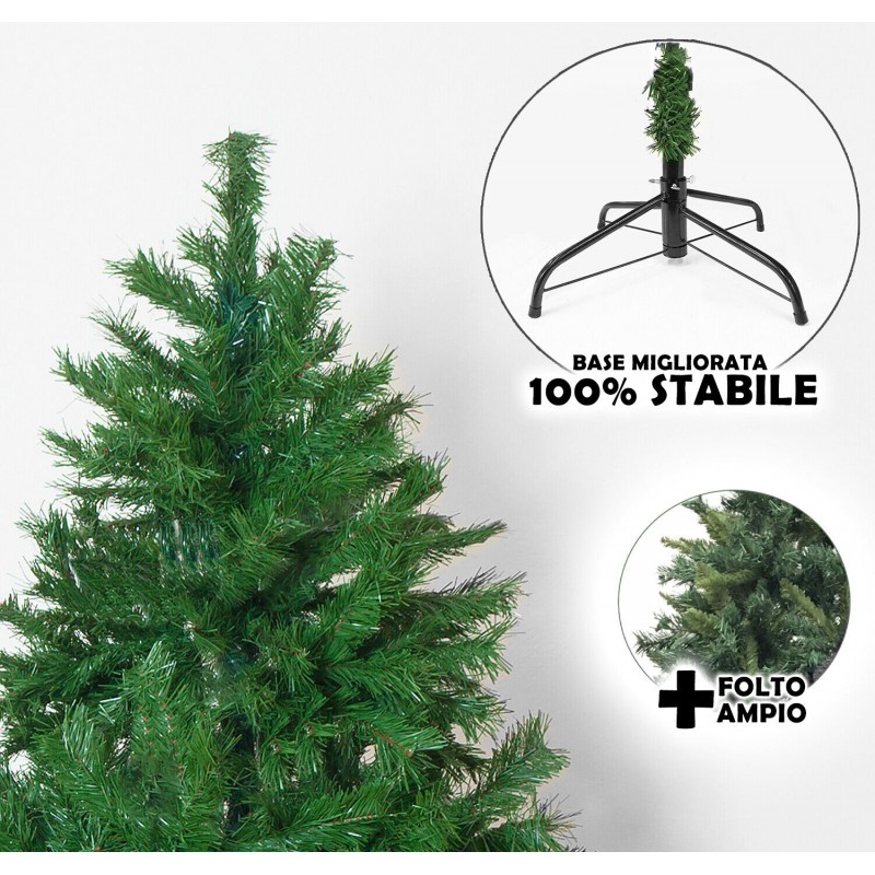 Albero Di Natale Pino Verde Folto Base A Croce mix due colori varie...