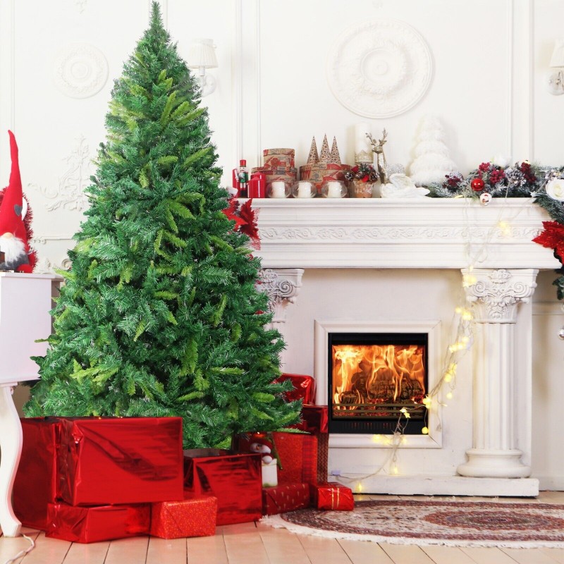 Albero Di Natale Pino Verde Folto Base A Croce mix due colori varie...
