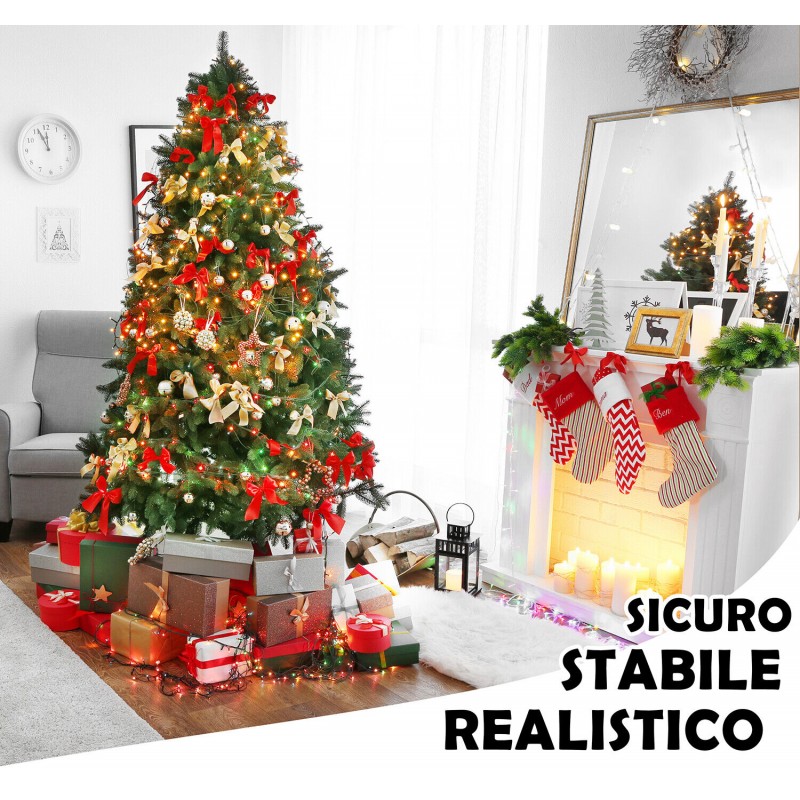 Albero Di Natale Pino Verde Folto Base A Croce mix due colori varie...