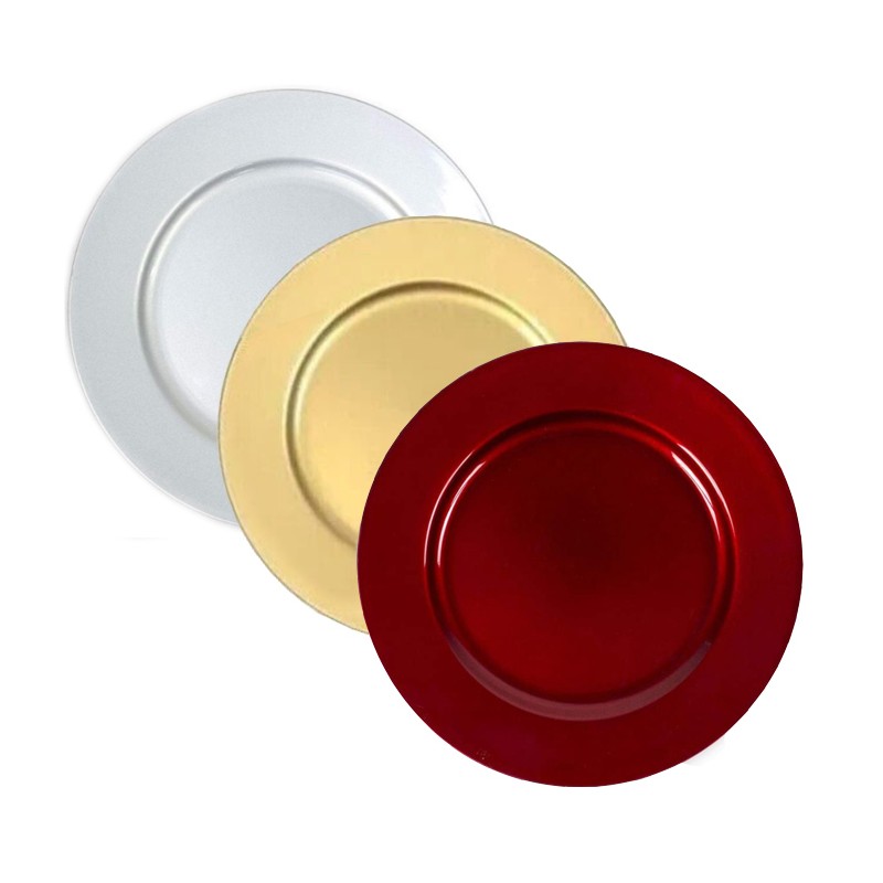 24x Sottopiatti Natalizi In Plastica 33cm Decorazioni Natale Per Tavola 3 colori
