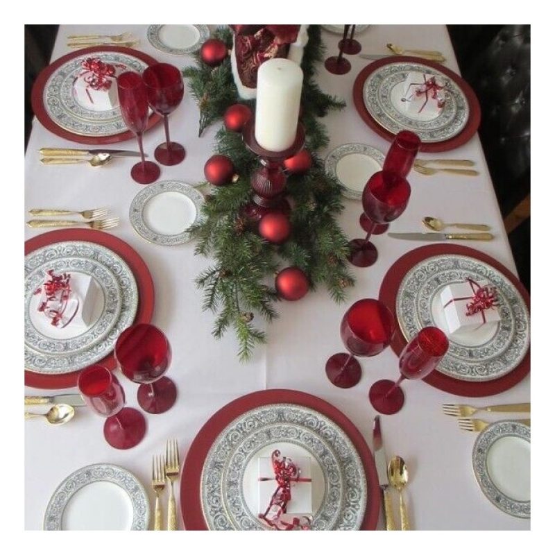 DEL GIUDICE 24x Sottopiatti Natalizi In Plastica 33cm Decorazioni N...