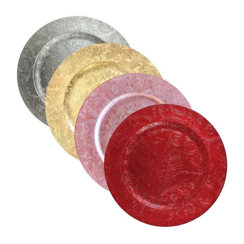 24x Sottopiatti Natalizi decorativi 33cm in plastica Natale per Tavola damasco