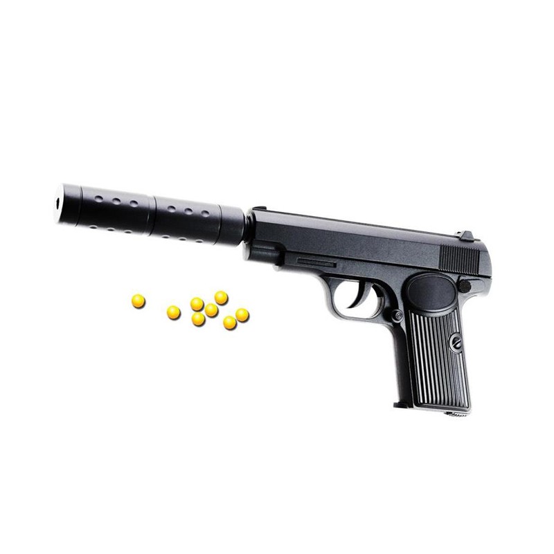 Pistola giocattolo spara pallini 6MM AIR SOFT silenziatore in plastica bambini
