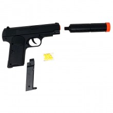 Pistola giocattolo spara pallini 6MM AIR SOFT silenziatore in plastica bambini