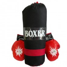 Sacco da boxe con guantoni pugilato per bambini pugile set completo 44x15 cm