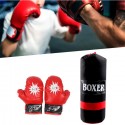 Sacco da boxe con guantoni pugilato per bambini pugile set completo 44x15 cm