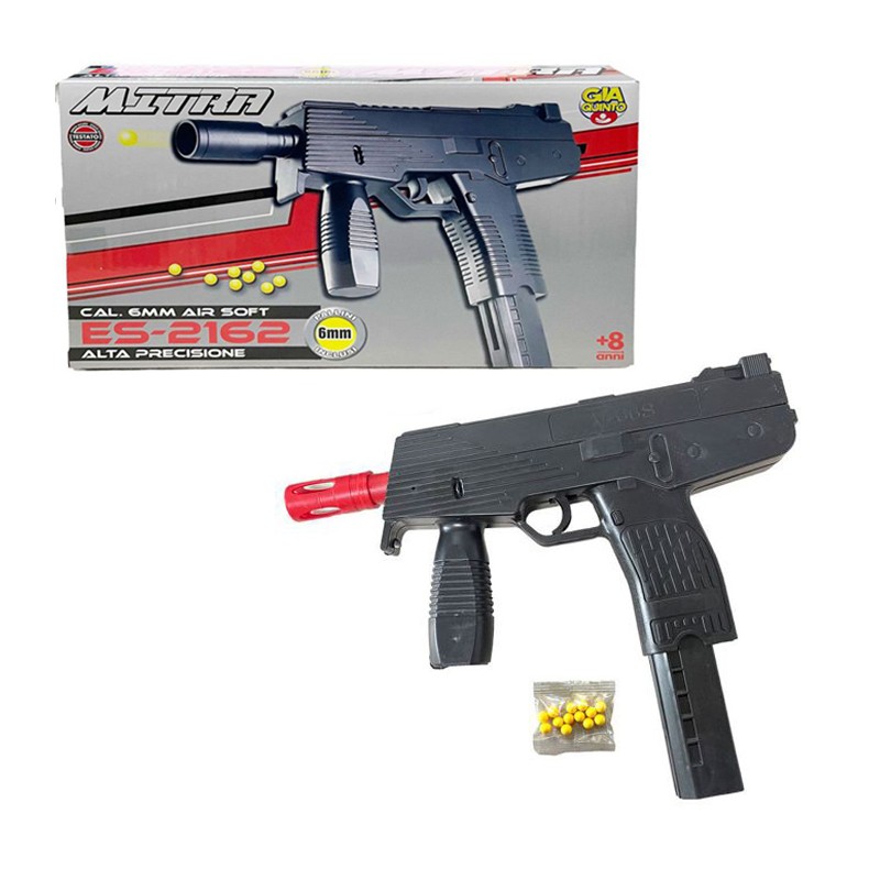 Mitra Spara pallini 6mm mitragliatrice giocattolo in plastica per bambini nero