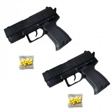 Pistola Giocattolo spara Pallini 6mm 2 pezzi gioco bambini 8+ in plastica nero
