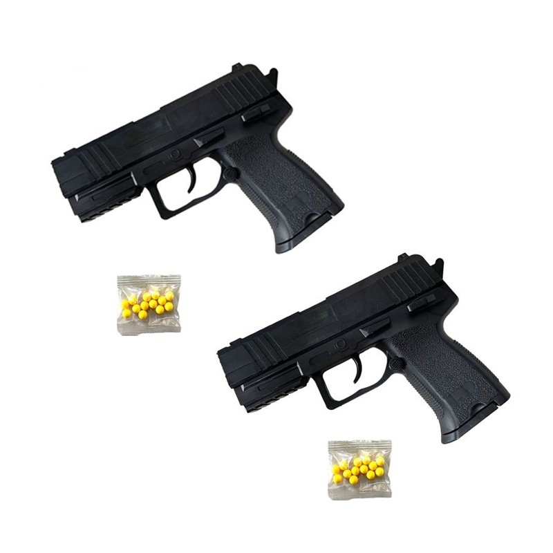 Pistola Giocattolo spara Pallini 6mm 2 pezzi gioco bambini 8+ in plastica nero
