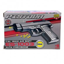 Pistola Giocattolo spara Pallini 6mm 2 pezzi gioco bambini 8+ in plastica nero