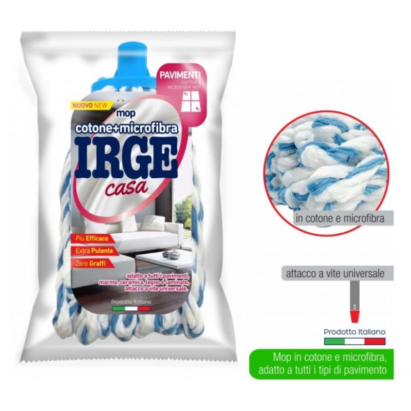 IRGE 2 Ricambi Mop microfibra e cotone Irge attacco universale puli...