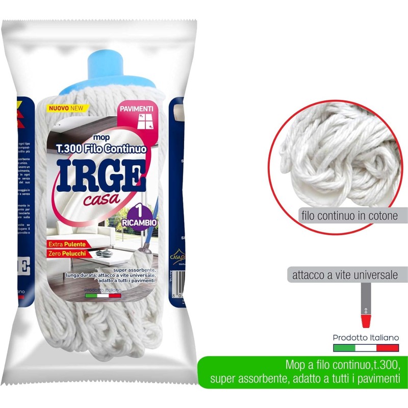 IRGE 2 Ricambi Mop cotone a filo continuo Irge attacco universale p...