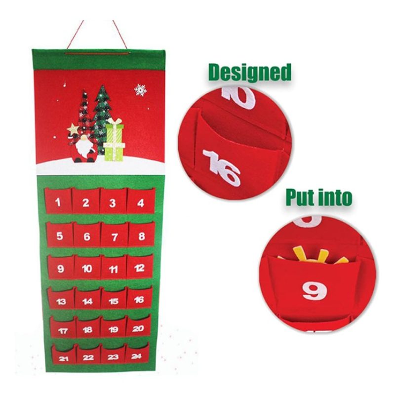 FGF Calendario Avvento di Natale Feltro con 24 Tasche Decorazioni N...