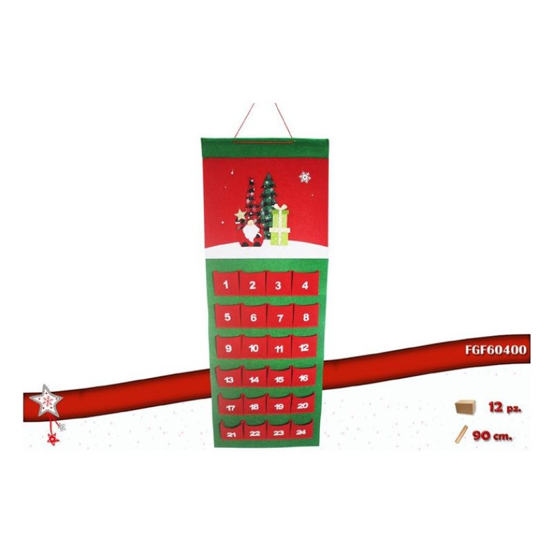 FGF Calendario Avvento di Natale Feltro con 24 Tasche Decorazioni N...
