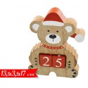 Calendario Avvento di Natale orsetto in legno 2 cubi Decorativo 13,5x17cm
