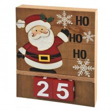 Calendario Avvento di Natale in legno babbo natale Decorazione 25x5x20 cm