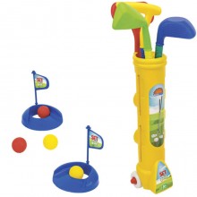 Set da golf giocattolo in plastica gioco 4 palline 3 mazze 2 buche bambini