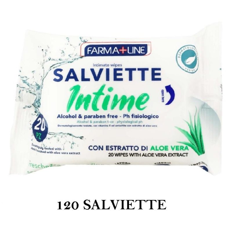 Farma+Line 120 Salviette intime umidificate con aloe vera FARMA+LIN...