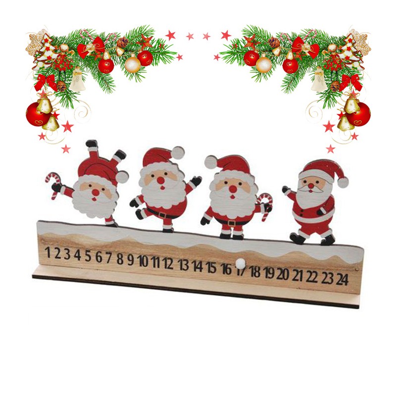 Calendario Avvento di Natale legno 24 numeri Decorativo 30x13,5 cm natalizio
