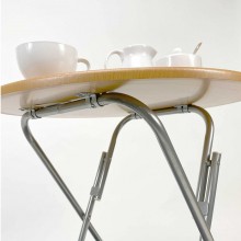 Tavolo tavolino pieghevole richiudibile rotondo 60x70 cm legno da giardino