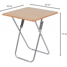 Tavolo tavolino pieghevole richiudibile Quadrato in legno e metallo 60x70 cm