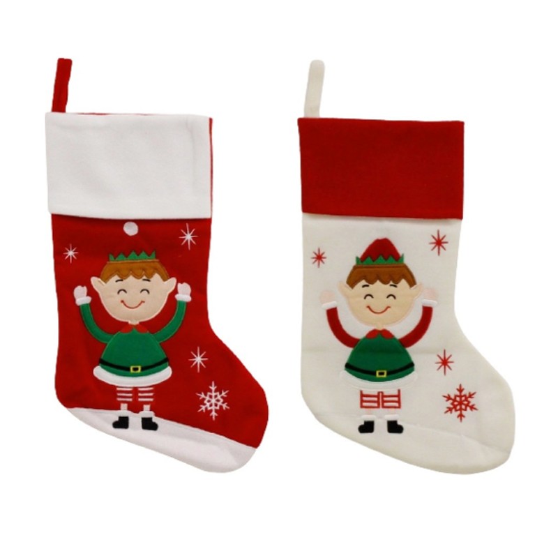 Calza befana da 46cm 2PZ natale epifania decorazione porta dolci elfo folletto