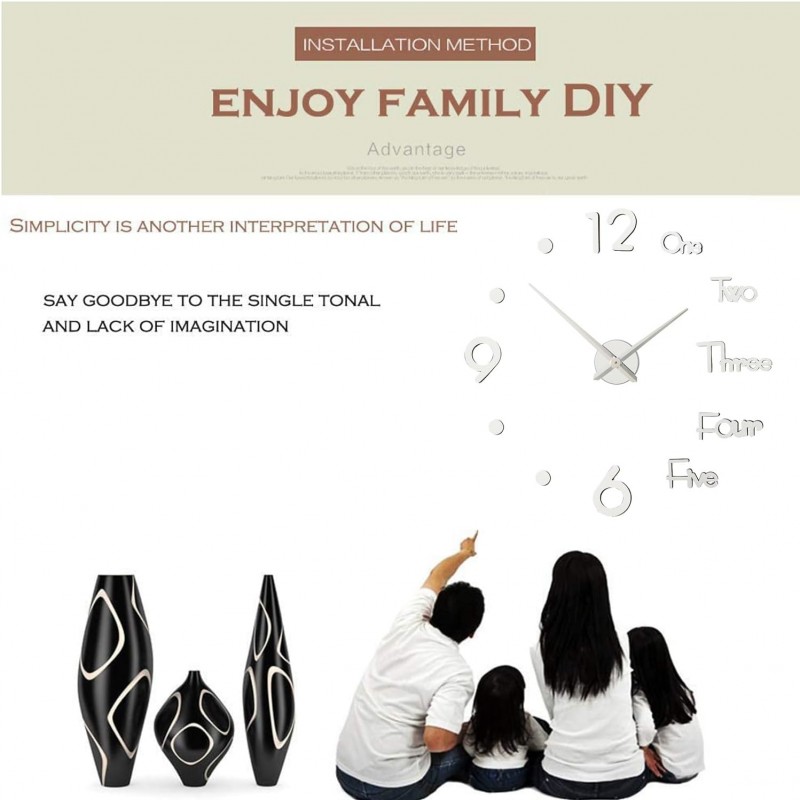 Hongu Elettronics Moderno 3D DIY orologio da parete, grande orologi...