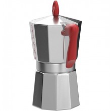 Caffettiera Pedrini Brillant Modello Kaffettiera Manico Rosso fino a 6 Tazze