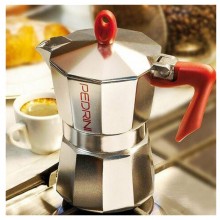 Caffettiera Pedrini Brillant Modello Kaffettiera Manico Rosso fino a 6 Tazze