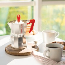 Caffettiera Pedrini Brillant Modello Kaffettiera Manico Rosso fino a 6 Tazze