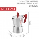 Caffettiera Pedrini Brillant Modello Kaffettiera Manico Rosso fino a 6 Tazze