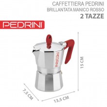 Caffettiera Pedrini Brillant Modello Kaffettiera Manico Rosso fino a 6 Tazze