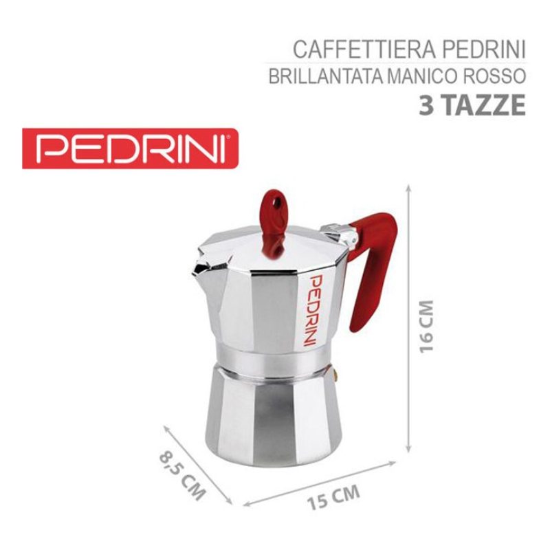 Pedrini Caffettiera Pedrini Brillant Modello Kaffettiera Manico Ros...