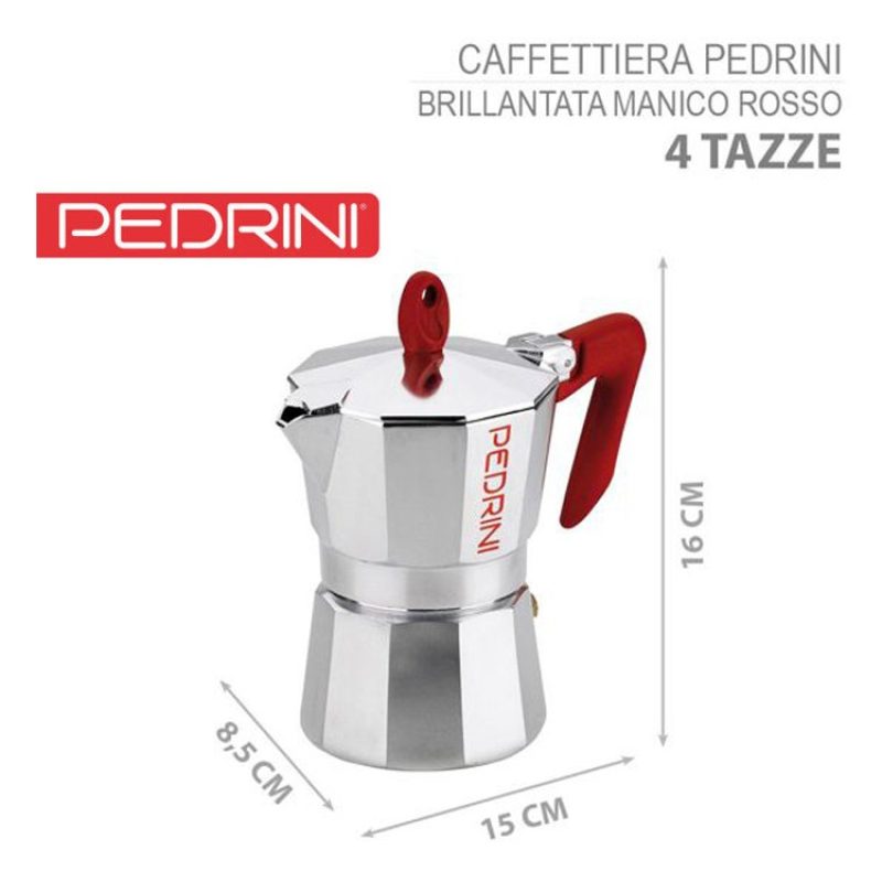 Pedrini Caffettiera Pedrini Brillant Modello Kaffettiera Manico Ros...