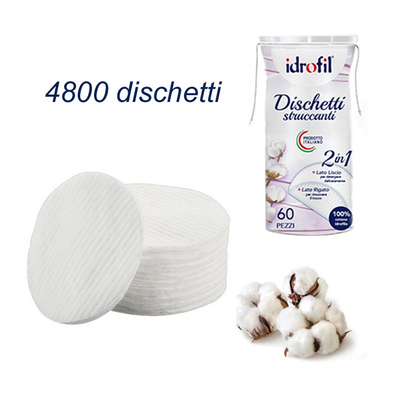 IDROFIL Dischetti Levatrucco 100% cotone idrofilo tondi 4800PZ made in Italy