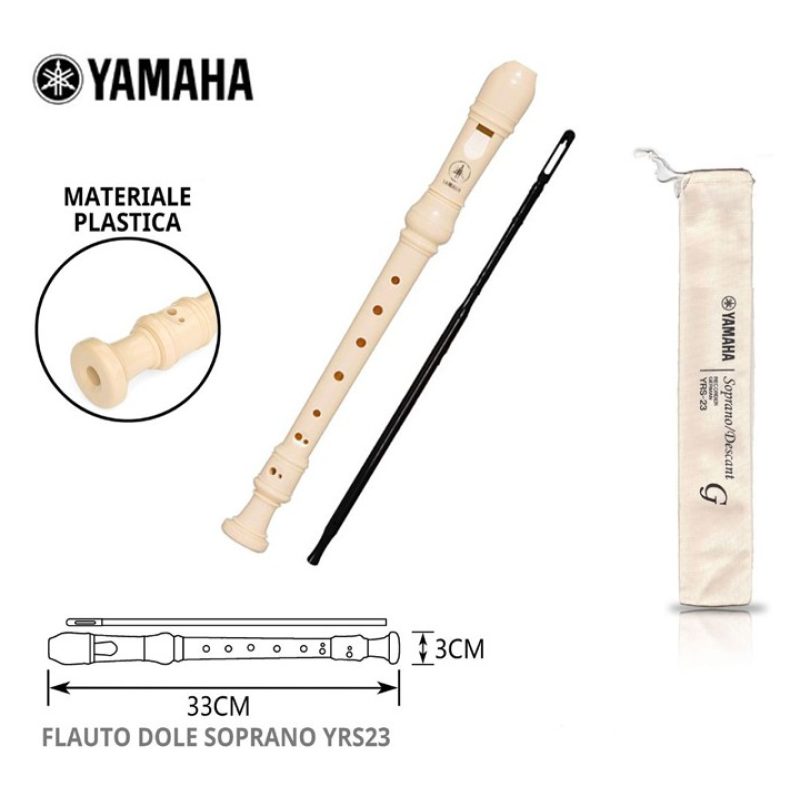 Yamaha YAMAHA YRS23 Flauto 2 PEZZI dolce soprano in do Scovolino Di...