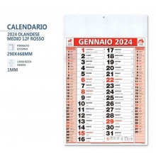 Calendario 2024 Olandesi Olandese da Muro Rosso Numeri Grandi Maxi 3PZ