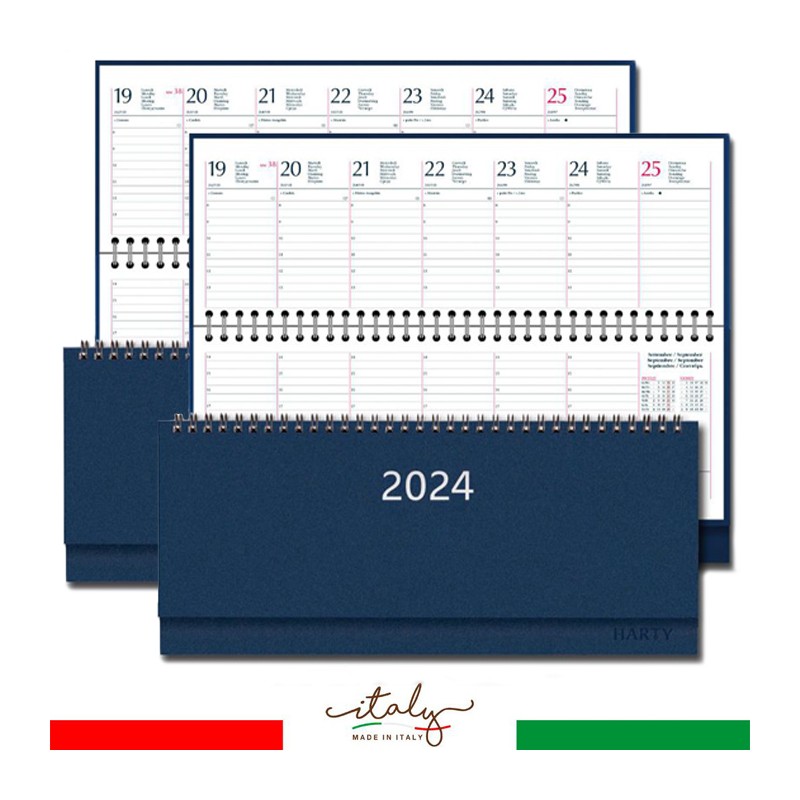 Agenda da Tavolo 2024 2 pezzi Planning Settimanale bluette 30x10 cm colore blu